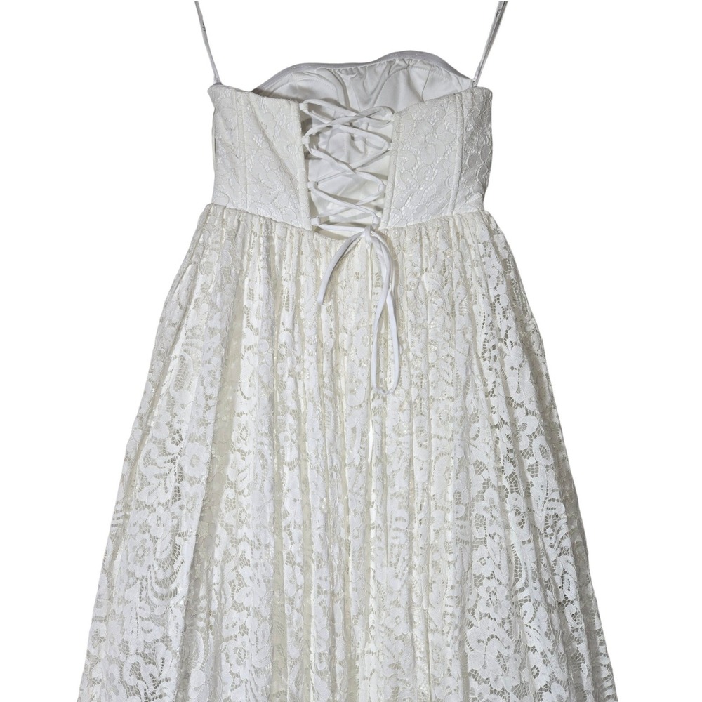 Lulus Shiori White Lace Bustier Basque Waist Strapless Maxi Dress S Wedding - Picture 6 of 14